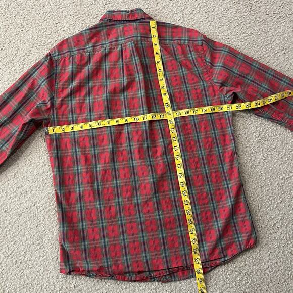 J Crew Mens 100s 2 Ply Yarns Red Plaid Long Sleeve Button Up Shirt Size Medium - Picture 6 of 6